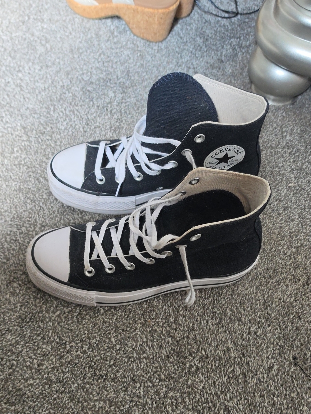 Converse Kids Black High Top Sneakers with White Toe